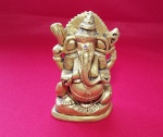 Belíssima estatueta dourada de GANESHA, em gesso - Deus da Prosperidade e Sabedoria - Dimensão: 21 X 12,5 cm