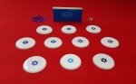Bonito jogo de botão em acrílico da seleção de Israel, completo! - Botões: 4 cm - Goleiro: 8 X 3,5 cm