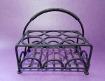 Antiga base mexicana em metal, para 6 copos de tequila, em metal pintado de preto - 18 X 11,5 cm - Diâmetro interno para os copos 4,5 cm