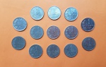 Lote 13 moedas de 1 Cruzeiro, anos diversos, datas boas - Níquel