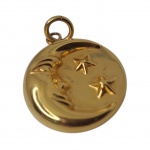 Pedantife em ouro 18 k, representando lua e estrelas, Diam. 2,5 cm. 5,9g.
