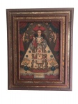Óleo sobre Eucatex-  Cusquenho representando Nossa Senhora das Mercedes, 82 x 102 cm.