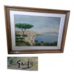 CLAUDIO - Óleo sobre Eucatex representando enseada,  70 x 60 cm.