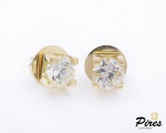 Brincos Solitário Ouro Amarelo 18K com 2 Diamantes de 80 Pontos cada, Lapidação: Brilhante, Cor: KL