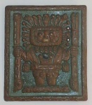 Lote com placa mexicana em cobre em alto relevo com figura tipica.  medindo 33,0 x 28,0 cm.
