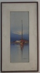 ROSSI, óleo sobre tela, representando marinha, medindo 18 x 48 cm