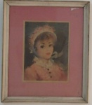 GRAVURA DE DAMA, paspatur rosa, 35x30 cm