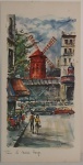 Arno - Acompanha gravura aquarelada retratando Moulin rouge.Ass. CID. Med. 18x37cm