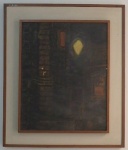 J. L. NOTARIANO, óleo sobre tela, representando paisagem noturna, apresenta perda na pintura medindo 39 x 49 cm.