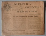 Álbum de Vistas da República Argentina. Datado de 10/02/1935, com quatorze(14) fotografias impressas nas páginas medindo 18x24cm,  com os respectivos textos. No Estado capas com faltas e soltas.