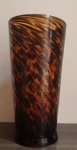 Vaso  Solitário em vidro no padrão tigresa Med. 18 cm alt. Por 9 cm diam