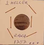 Moeda - estrangeira !! Raridade !! valor de 1 Heller !! data de 1757 !! material bronze !! muito dificil de aparecer !! acervo de colecionador !!