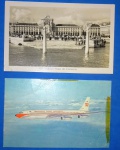  2 Postais / Portugal !!! Praça do Comércio em  Lisboa ano de 1952 !!!  E avião da TAP !!! Decada de 1970 !!  !! 