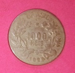 Moeda / Brasil - valor de 1000 Réis com ponto entre i e L !! catalogada !! ano de 1929 !! valor de mercado = 380,00 Reais