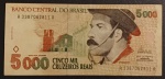 Cedula - Brasil - valor de 5 mil Cruzeiros !! Gaucho !! estado MBC- soberba !!  !! peça dificil de aparecer !! valor de estimativa de mercado= 35,00 reais ,!!