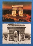 2 Postais / Arco do Triunfo  Paris !!! França !!! E Nopturno Colorido decada de 1930 !!!  !!!  !!! 