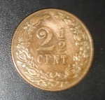 Moeda - Nederland Holanda  !!  valor exotico !! = 2, 1;2 !! - Raridade !!dificil , material bronze ano de 1904 !! cerca de 120 anos !!