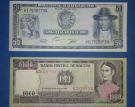 2 cedulas / Bolivia e Peru !! Soberbas e Flor de estampa !!  !valores de 50 soles e 1000 Bolivianos !!