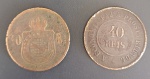 Moeda - Brasil 2 peças valor de 40 reis !! ano de 1874 tempo do Imperio !! e ano de 1908 tempo da Republica !!'
