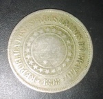 Moeda- Brasil - valor de 200 Reis ano de 1898 !! data muito nitida !!  data ja escassa !! material cuproniquel !! primeira republica !!