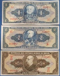 3 cedulas /Brasil - Autografadas !! Valor de 1, 2 e 5 cruzeiros !!! Decada de 1950  !!! .. Valor Muito abaixo de mercado !!! otimo estado !! quase Flor de estampa !!