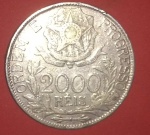 Moeda do Brasil, 2000 Réis, ano de 1912, estrelas ligadas,