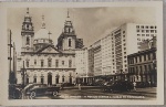 Cartofilia - vista da Igreja da Candelária , decada de 1950 !!! estacionamento de carros que não existe hoje em dia !!!