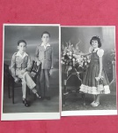 Cartofilia- 2 pecas !!  Menina em foto com flores !!! + 2 Irmaos em trajes de colegio militar  !!ano de 1933 !!