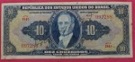 Cedula - Brasil , valor de 10 cruzeiros cor Azul !! Autografada !! valor de mercado = 90,00 reais