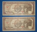 2 Cedula/Brasil - 5 cruzeiros Indio  serie 076 e 077  !! valor de estimativa de mercado = 30,00R$