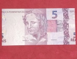 Cedulas - Brasil - Erro de Corte !! Valor de 5 reais !! Flor de estampa !! Muito dificil de aparecer !! Alto valor de estimativa de venda !!