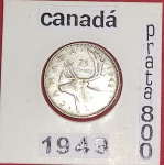 Moeda - canada!! material prata !! ano de 1949 !! com desenho do Alce simbolo das florestas canadenses !!