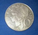 Moeda / - material prata !! Osterreich !! Valor de 10 schilling  !! Ano de 1958!! Alto valor de mercado !!  