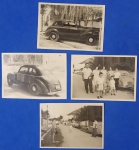 4 Fotos de ano de 1961 , Automovel antigo e rua do Suburbio do Rio de Janeiro ainda sem asfalto !!! apenas meio fio !! primeiro sinais de urbanização !! tamanho de 9,5cmx6,5cm