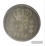 Moeda - Brasil - valor de 600 Reis !! J !! ano de 1758 !! material prata !! valor de mercado = 2.000, 00 Reais !! valor inicial muito abaixo de mercado