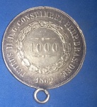  Moedas / Brasil - 1000 Réis / prata !! Ano de 1862 com argola de prata  !!!! Data escassa   !!!  !!! 