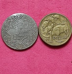  2 Moedas - ! Dollar Australia Lindo Cangurú !! + 1 Franc Tuquia ( protetora frances ) !! Raridade  !!  ! 