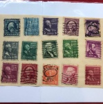 Filatelia, 15 selos USA - todos diferentes e antigos !!! 1 cents + 2 cents + 3 cents + 4 cents, etc....