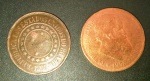 2 Moedas do Brasil !! valor de 40 reis !! periodos do imperio e Republica !! anos de 1875 !! e 1908 !! material bronze !! datas muito legiveis !!