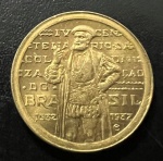 Moeda Brasileira, República, Comemorativa ao 4º Centenário de São Vicente, Valor 1000 Reis, Ano 1932, Martim Afonso de Souza, Bronze Alumínio, Soberba/FC.