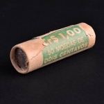 Moedas Brasileiras, FAO, Invólucro Original do Banco Central do Brasil, Valor 2 Centavos, Ano 1975, Aço Inoxidável, Total de 50 Moedas, Flor de Cunhos..