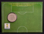 Moeda Comemorativa, Copa do Mundo da FIFA - Brasil 2014, Série Jogadas do Futebol - O DRIBLE, Valor 2 Reais, Ano 2014, Cupro Níquel, Folder Original da CMB, Flor de Cunho.