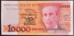 Cédula Brasileira, Valor 10.000 Cruzados C/carimbo 10 Cruzados Novos, Última Série A4171...A com as Assinaturas Mailson da Nóbrega/Elmo Camões, Flor de Estampa.