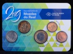 Numismática: Conjunto Moedas do Real,  2ª Família, Série 2019, Casa da Moeda do Brasil, Cartela Original, Flor de Cunho.