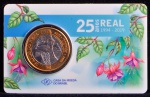 Moeda Comemorativa do Brasil, 25 Anos do Plano Real, Valor 1 Real, Ano 2019, Bimetálica, Cartela Original, Flor de Cunho.