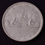 Moeda Estrangeira, CANADÁ, Valor Dollar, Ano 1965, Prata, Flor de Cunho.