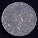 Moeda Estrangeira, USA, Comemorativa ao XXII Jogos Olímpicos de Los Angeles, Valor 1 Dollar, Ano 1983 S, Prata, Flor de Cunho.