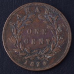 Moeda Estrangeira, SARAWAK, Valor 1 Cent, Ano 1870, Cobre, Muito Bem Conservada.