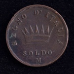 Moeda Estrangeira, REINO de NÁPOLES - ITÁLIA, Valor Soldo, Ano 1811 M, Cobre, Soberba.