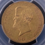 Numismática: Raríssima Moeda do Brasil, Império - D.Pedro II, Valor 20.000 Reis, Ano 1862 ( Considerada a Moeda mais Rara do Império), Ouro, Peso 17,93 g, Diâmetro 30 mm, Certificada e Classificada (AU55 ) pela Conceituada Empresa Americana PCGS, Estado de Conservação Soberba.